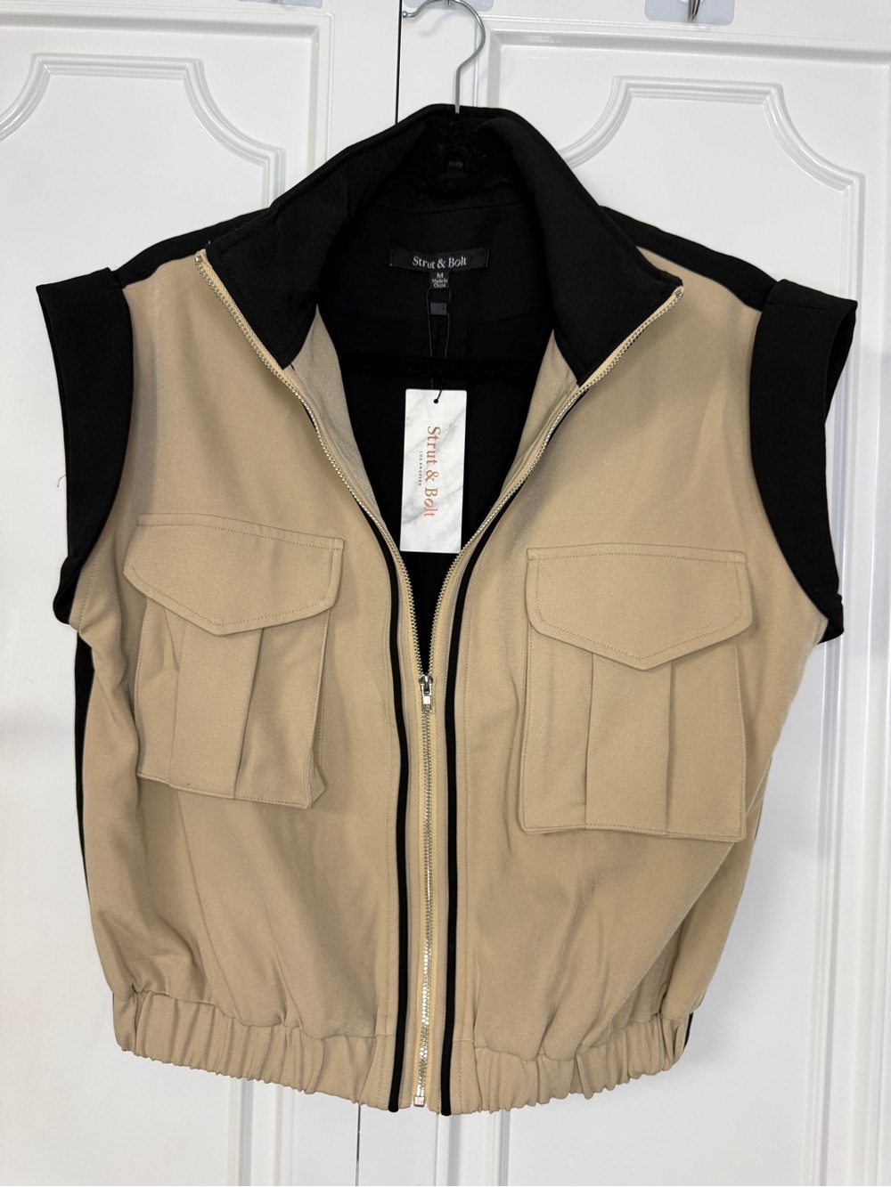 NWT Strut & Bolt Taupe and Black Utility Vest